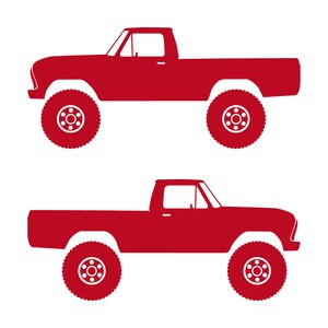 Set Of 2 Car Silhouette Decal Stickers For Ford F100 6th Gen Long Bed Red