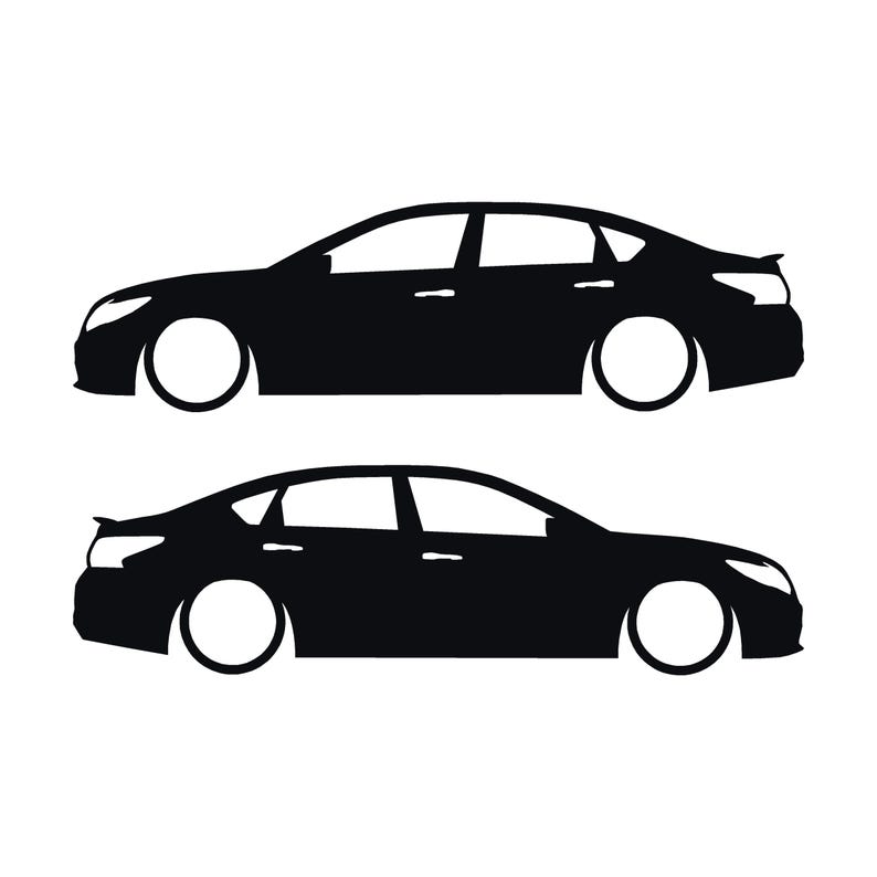 Set Of 2 Car Silhouette Decal Stickers For Nissan Altima 5th Gen Facelift 2016-18 Black