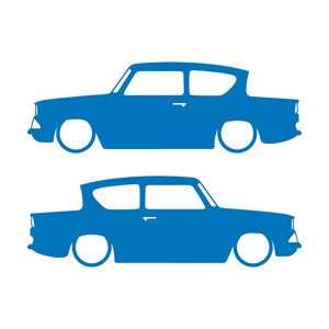 Lot de 2 autocollants silhouette de voiture pour Ford Anglia 105e Sky Blue
