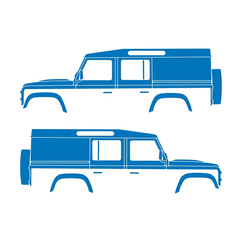Lot de 2 autocollants silhouette de voiture pour Land Rover Defender 110 Utility Classic Sky Blue