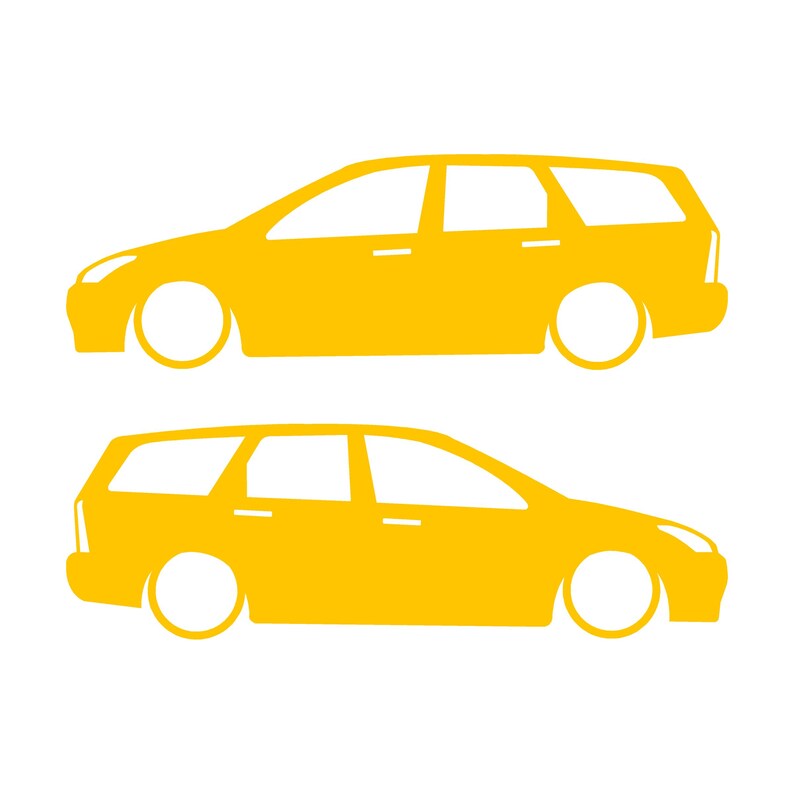 Set Of 2 Car Silhouette Decal Stickers For Ford Cortina Mk1 Estate Wagon Yellow