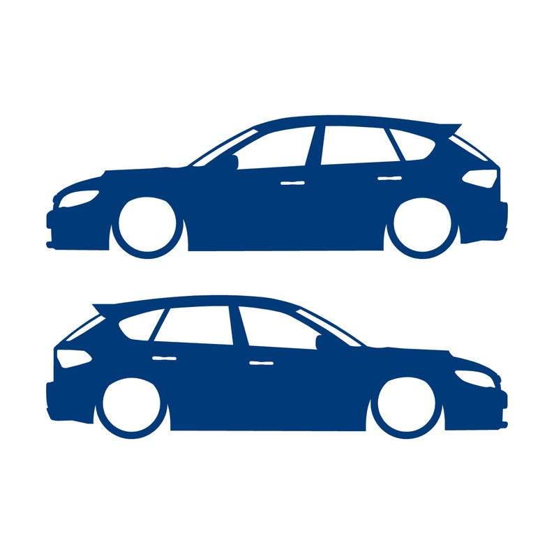 Conjunto de 2 adesivos com silhueta de carro rebaixado para Subaru Impreza WRX STI 3ª geração Hatchback GH Azul