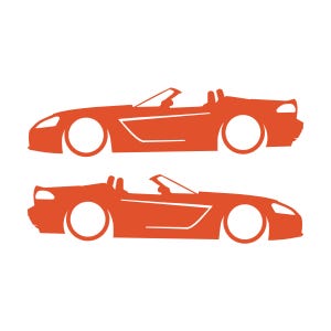 Set Of 2 Lowered Car Silhouette Decal Stickers For Dodge Viper 3rd Gen Roadster Orange