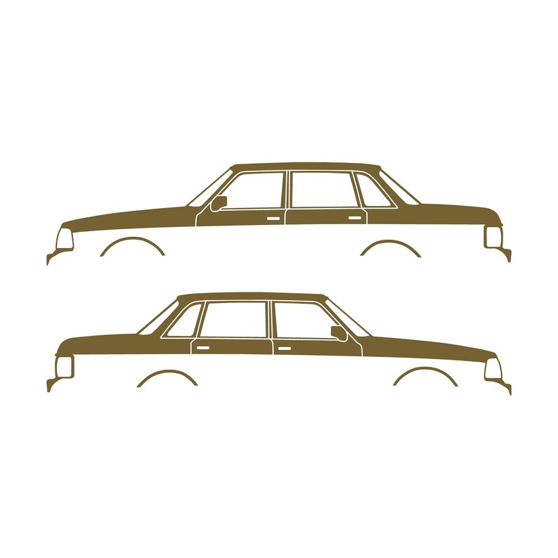 Set Of 2 Car Silhouette Decal Stickers For Volvo 244 Sedan Gold