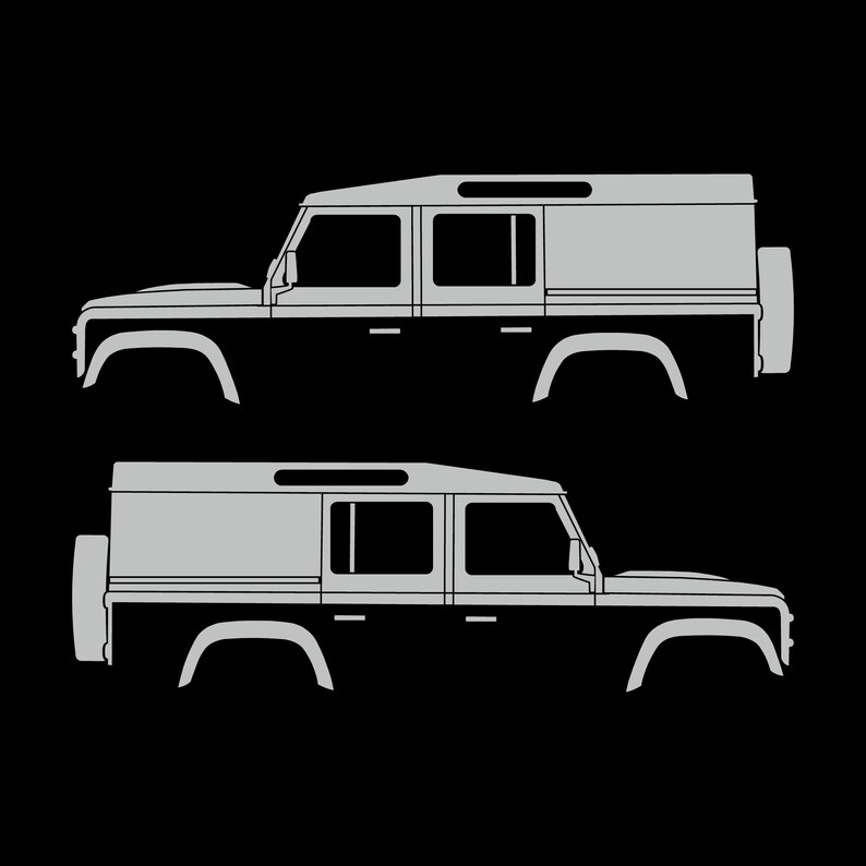 Lot de 2 autocollants silhouette de voiture pour Land Rover Defender 110 Utility Classic Light Grey