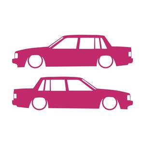 Zestaw 2 naklejek z obniżoną sylwetką samochodu do Volvo 740 744 Sedan Różowy