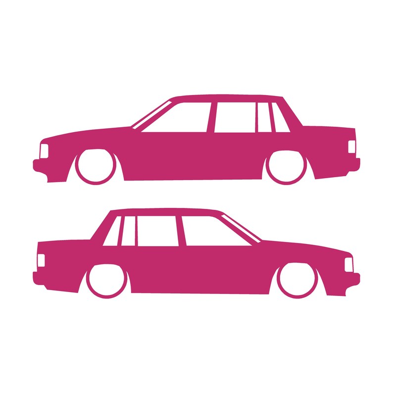 Zestaw 2 naklejek z obniżoną sylwetką samochodu do Volvo 740 744 Sedan Różowy