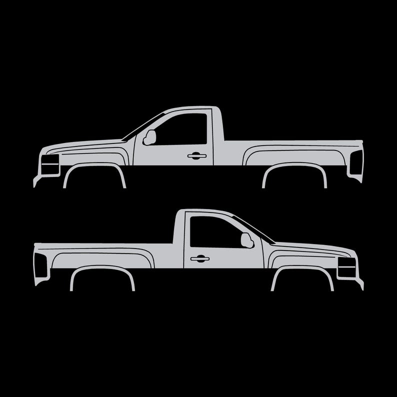Set mit 2 Auto-Silhouette-Aufklebern für Chevrolet Silverado 2007-13 Einzelkabine Silber