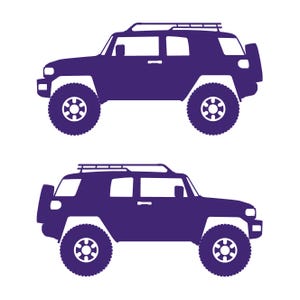 Set Of 2 Lifted Car Silhouette Decal Stickers For Toyota FJ Cruiser Purple