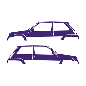 Set Of 2 Car Silhouette Decal Stickers For Renault 5 GT Turbo Purple
