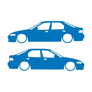 Set Of 2 Lowered Car Silhouette Decal Stickers For Honda Civic EG Sedan Sky Blue