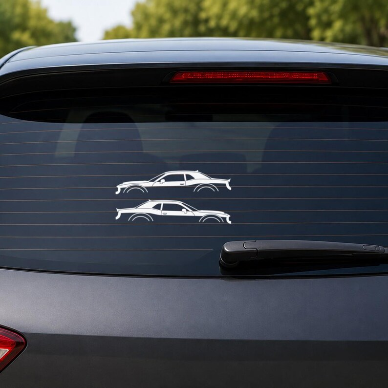 Ensemble de 2 autocollants silhouette de voiture pour Dodge Challenger Hellcat image 2