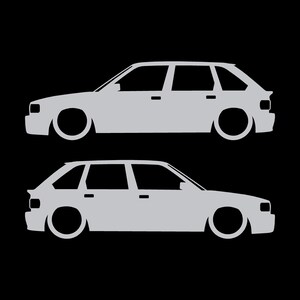 Set Of 2 Lowered Car Silhouette Decal Stickers For MG Maestro Turbo Silver