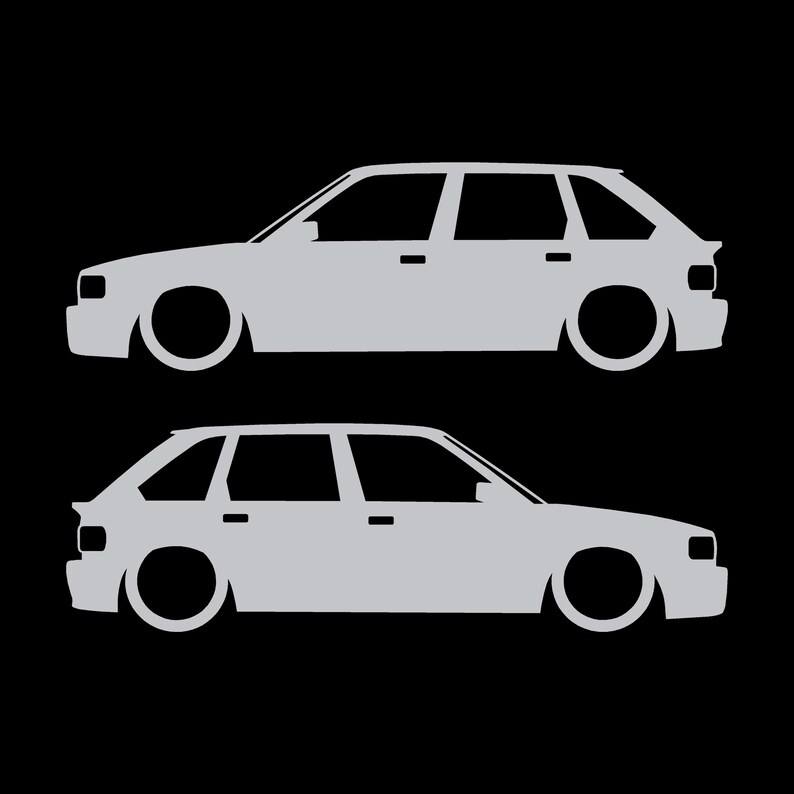 Set Of 2 Lowered Car Silhouette Decal Stickers For MG Maestro Turbo Silver