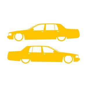 Set Of 2 Lowered Car Silhouette Decal Stickers For Cadillac Fleetwood 2nd Gen 1993-96 Yellow