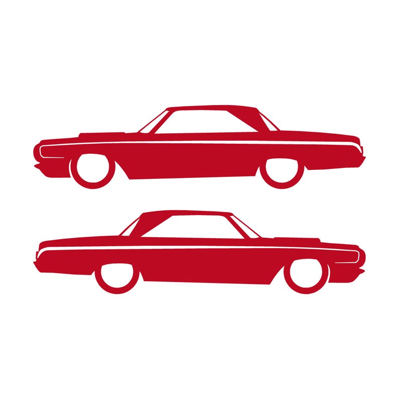 Set Of 2 Car Silhouette Decal Stickers For 1964 Dodge Polara Max Wedge 2-door Hardtop Coupe Red