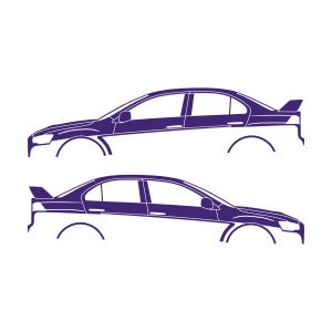 Set Of 2 Lowered Car Silhouette Decal Stickers For Mitsubishi Lancer Evo X 10 Purple