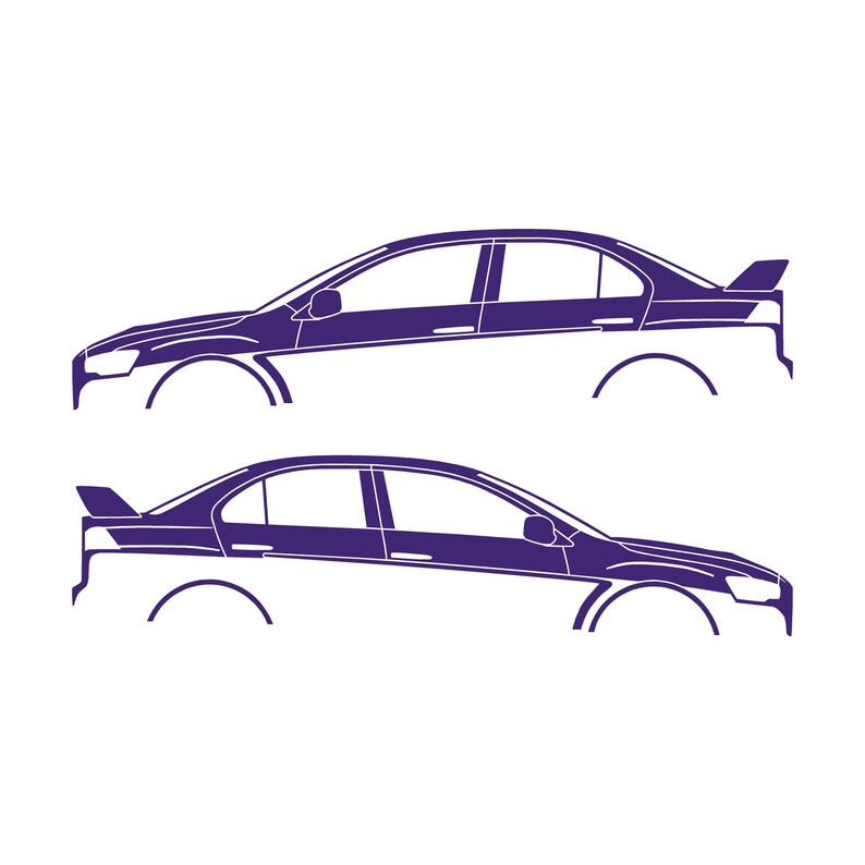 Set Of 2 Lowered Car Silhouette Decal Stickers For Mitsubishi Lancer Evo X 10 Purple