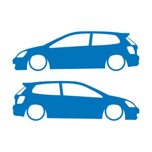 Set Of 2 Car Silhouette Decal Stickers For Honda Civic EF Hatch Hatchback Sky Blue