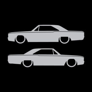 Set med 2 silhuettdekaler för Dodge Dart 4:e generationen 1967-69 Classic Hardtop Coupe Silver