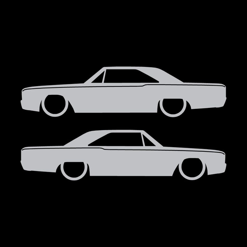 Set med 2 silhuettdekaler för Dodge Dart 4:e generationen 1967-69 Classic Hardtop Coupe Silver