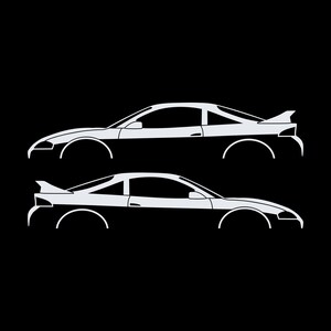 Set Of 2 Car Silhouette Decal Stickers For Mitsubishi Eclipse 2nd Gen 2Gb 1997-99 GS-T GSX Rear Spoiler White