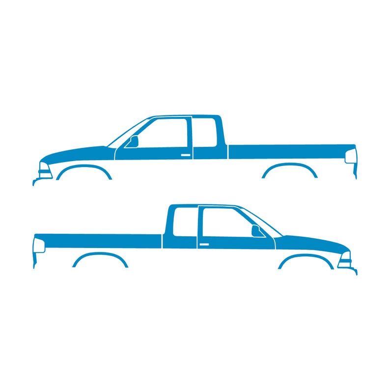 Set di 2 adesivi a forma di silhouette per auto per Chevy S10 Later Light Blue