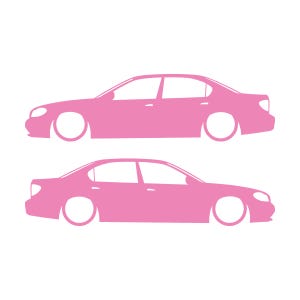 Set Of 2 Lowered Car Silhouette Decal Stickers For Nissan Cefiro A33 1998-2004 Soft Pink