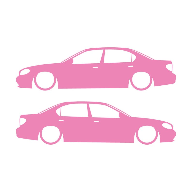 Set Of 2 Lowered Car Silhouette Decal Stickers For Nissan Cefiro A33 1998-2004 Soft Pink