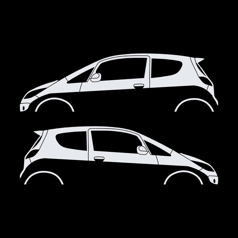 Set Of 2 Car Silhouette Decal Stickers For Mitsubishi Colt CZT White