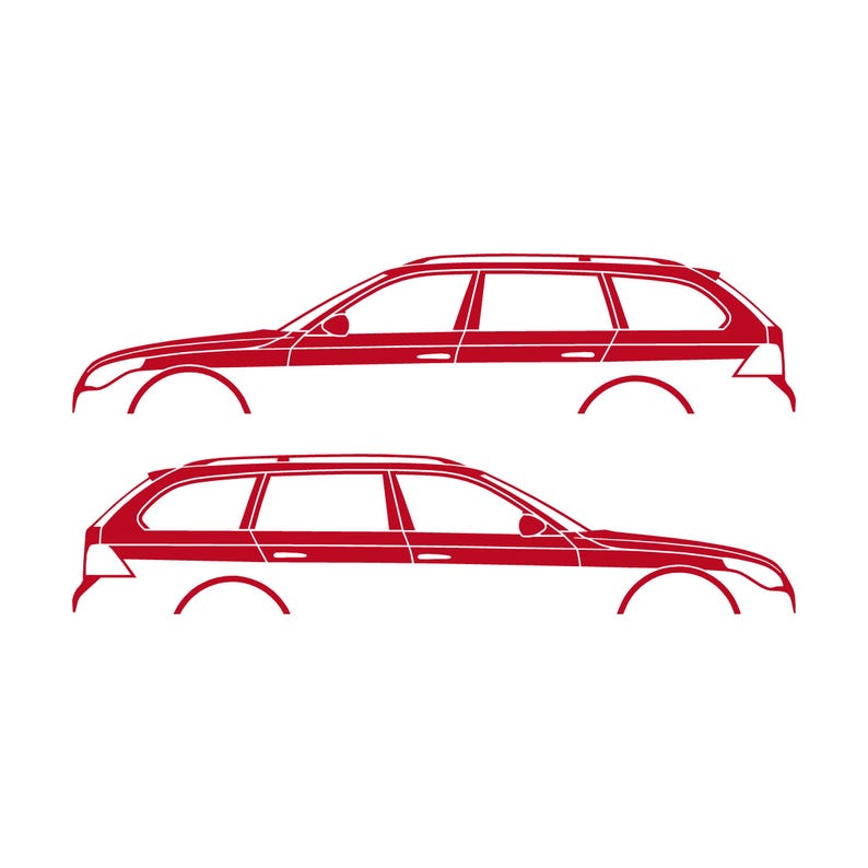 Set Of 2 Car Silhouette Decal Stickers For BMW E61 5-series Touring Red