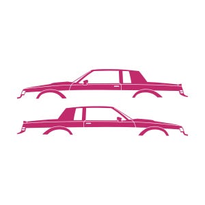Set Of 2 Lowered Car Silhouette Decal Stickers For Buick Grand National Pink