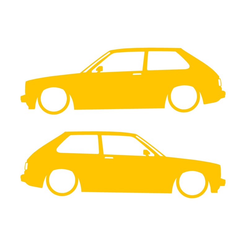 Conjunto de 2 adesivos com silhueta de carro rebaixado para Toyota Starlet GT Turbo EP82 JDM Amarelo