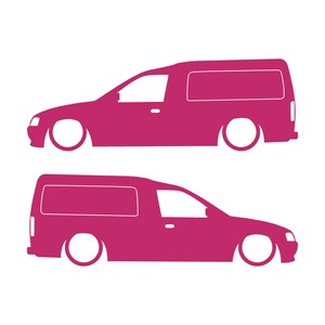 Juego de 2 pegatinas decorativas con silueta de furgoneta rebajada para Ford Escort Mk5 Rosa