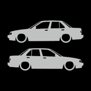 Juego de 2 pegatinas decorativas con silueta de coche rebajado para JDM para Nissan Sentra SE-R Light Grey