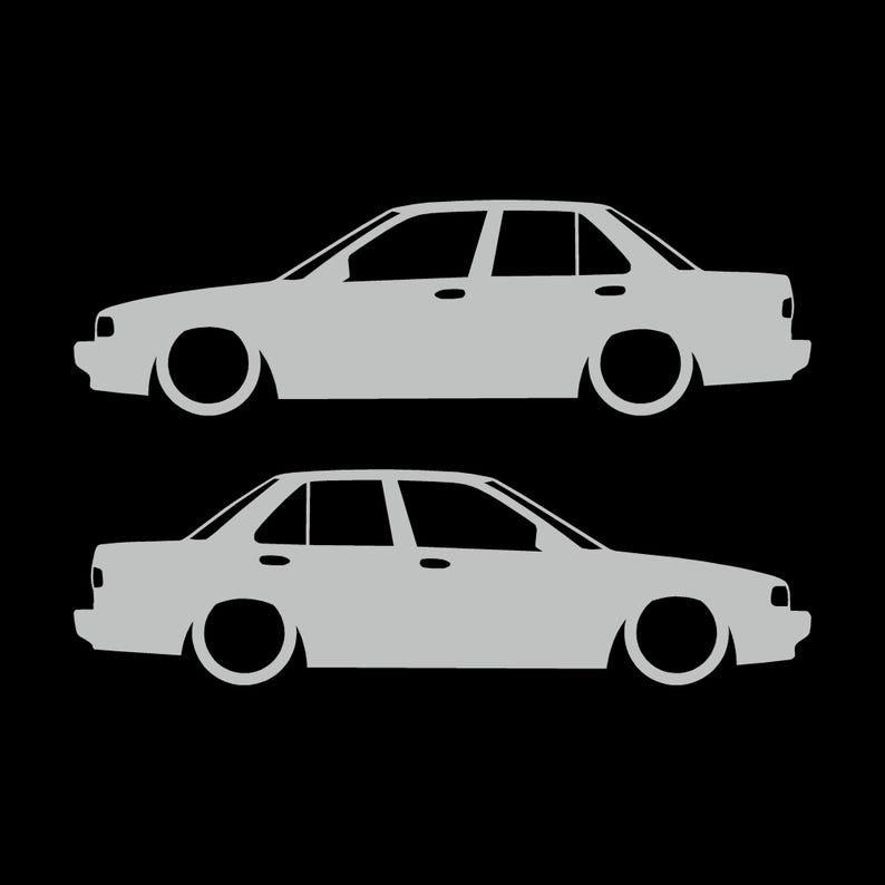 Juego de 2 pegatinas decorativas con silueta de coche rebajado para JDM para Nissan Sentra SE-R Light Grey