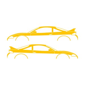 Set Of 2 Car Silhouette Decal Stickers For Mitsubishi Eclipse 2nd Gen 2Gb 1997-99 GS-T GSX Rear Spoiler Yellow