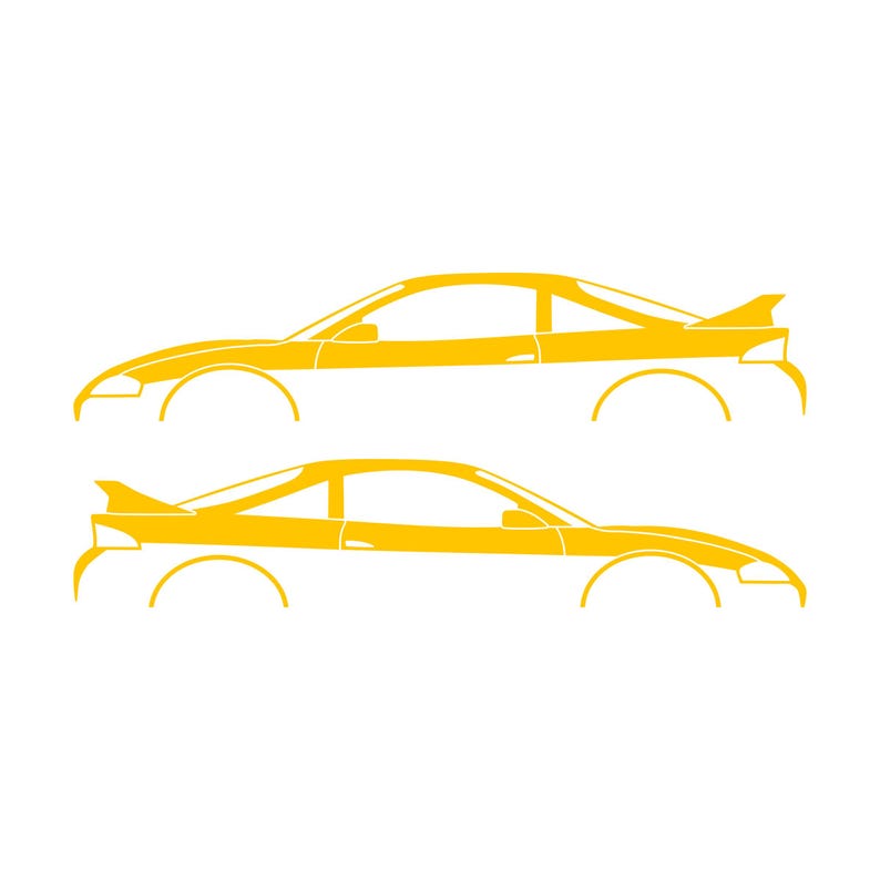 Set Of 2 Car Silhouette Decal Stickers For Mitsubishi Eclipse 2nd Gen 2Gb 1997-99 GS-T GSX Rear Spoiler Yellow