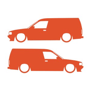 Juego de 2 pegatinas decorativas con silueta de furgoneta rebajada para Rover Maestro Naranja