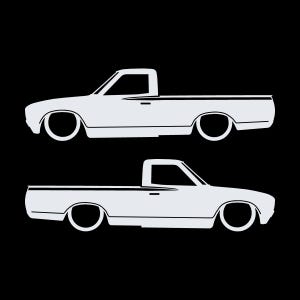 Set Of 2 Lowered Truck Silhouette Decal Stickers For Datsun 620 Single Cab Pickup White