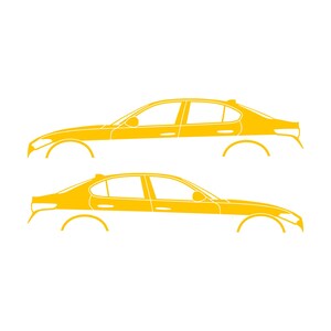 Set Of 2 Lowered Car Silhouette Decal Stickers For Alfa Romeo Giulia 952 2016 Yellow