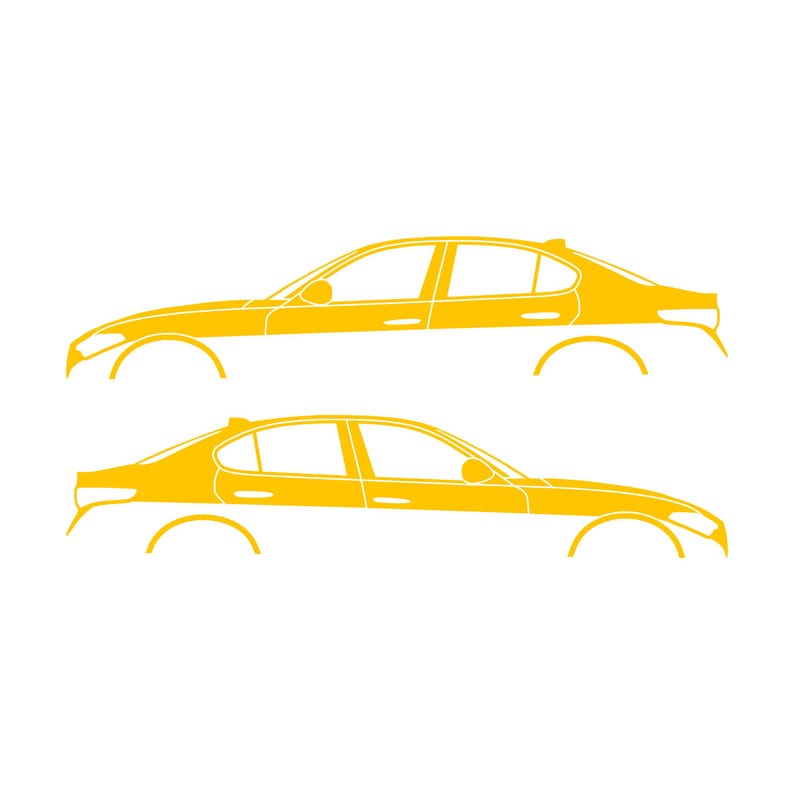 Set Of 2 Lowered Car Silhouette Decal Stickers For Alfa Romeo Giulia 952 2016 Yellow