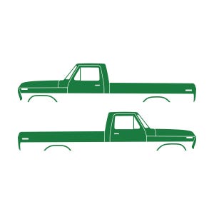 Set Of 2 Lifted Truck Silhouette Decal Stickers For Ford F100 1973-79 6th Gen Pickup Green