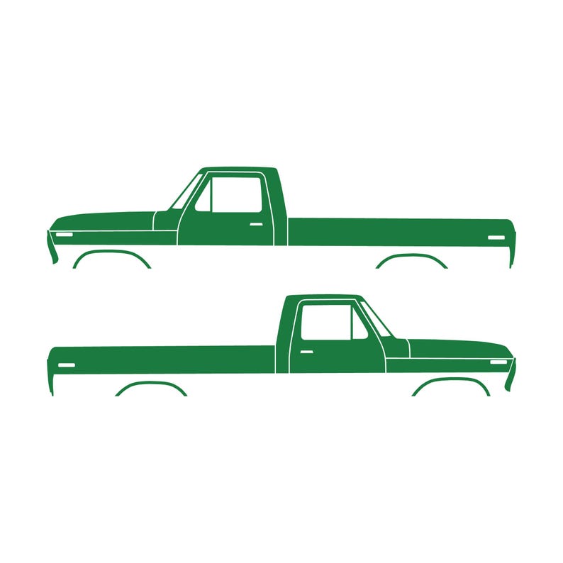 Set Of 2 Lifted Truck Silhouette Decal Stickers For Ford F100 1973-79 6th Gen Pickup Green