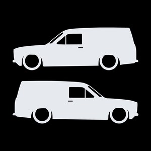 Set Of 2 Lowered Van Silhouette Decal Stickers For Ford Escort Mk1 White