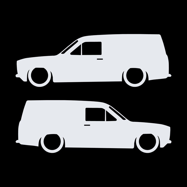 Set Of 2 Lowered Van Silhouette Decal Stickers For Ford Escort Mk1 White