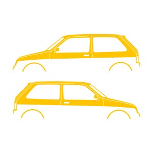 Set Of 2 Car Silhouette Decal Stickers For MG Metro Yellow