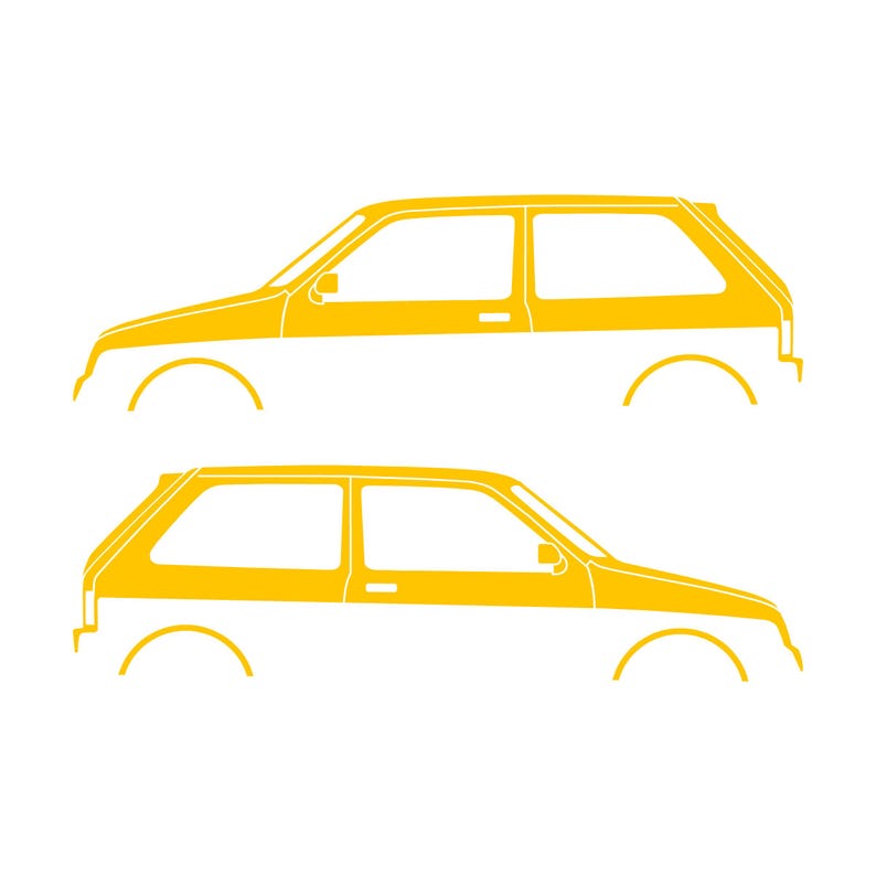 Set Of 2 Car Silhouette Decal Stickers For MG Metro Yellow
