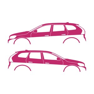 Juego de 2 pegatinas con silueta de coche para Volvo XC60 de primera generación (2009-2017) Rosa