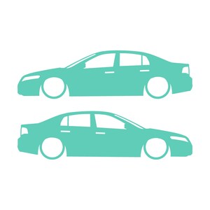 Set Of 2 Lowered Car Silhouette Decal Stickers For Acura TL UA6 2004-08 3rd Gen Sedan Mint